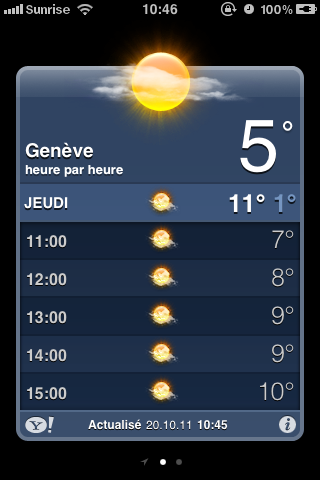Astuce: iOS 5 la météo heure par heure
