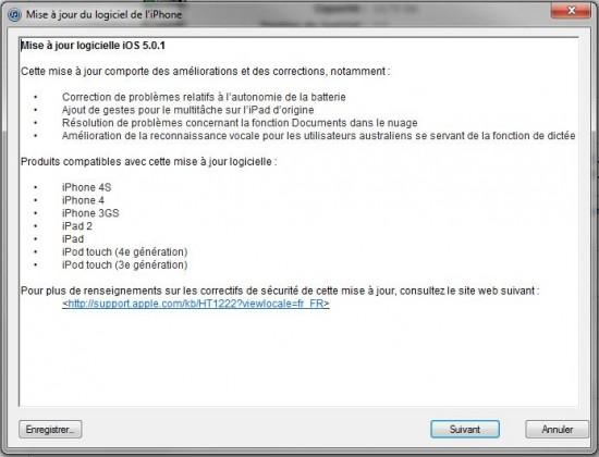 iOS 5.0.1 disponible au téléchargement pour iPhone/iPad