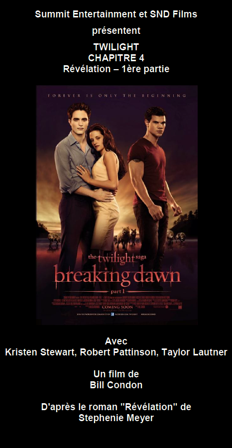 Dossier de Presse de Breaking Dawn part 1