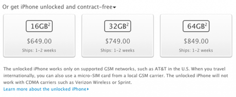 Apple vend maintenant des iPhone 4S désimlockés sur l’App Store Américain.