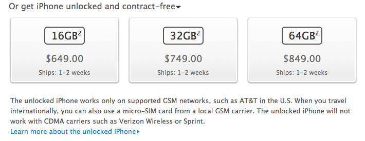 Les iPhone 4S désimlockés sont disponibles sur le Store US