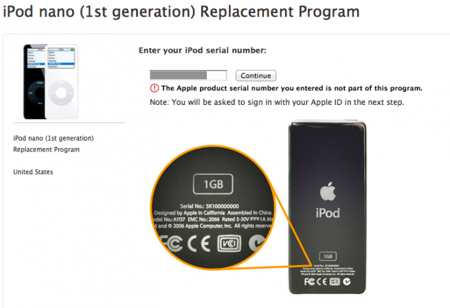 replacement ipod nano Apple remplace votre iPod Nano première génération gratuitement