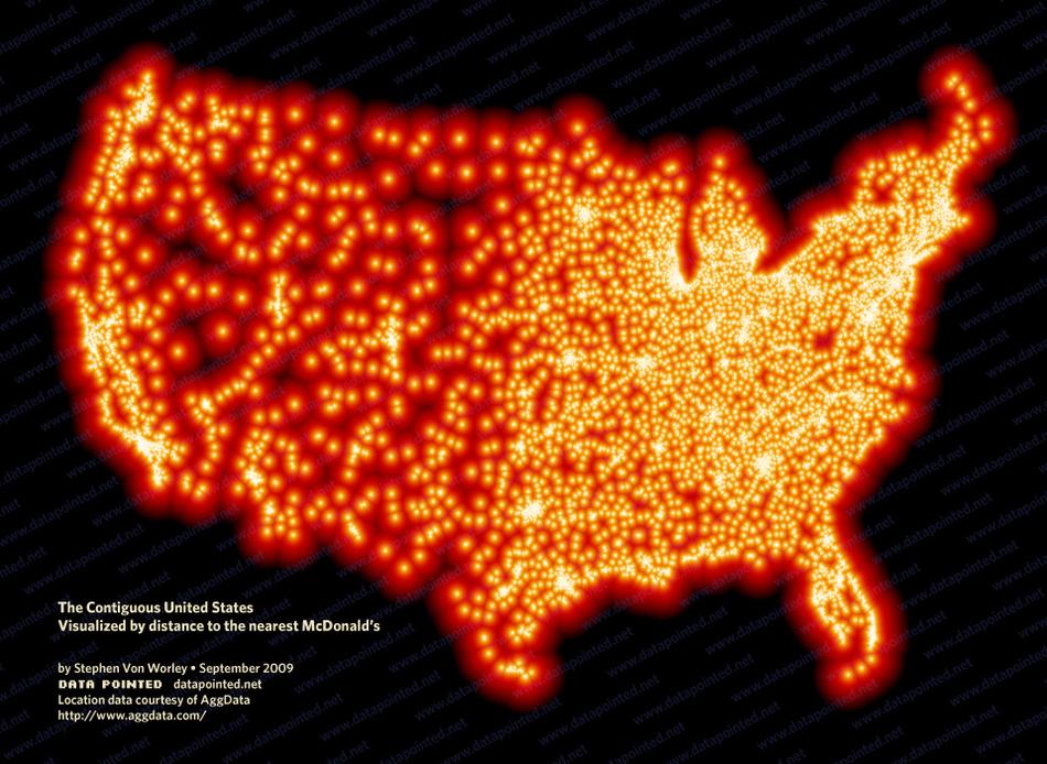 Représentation des 13 000 McDonald’s aux Etats-Unis