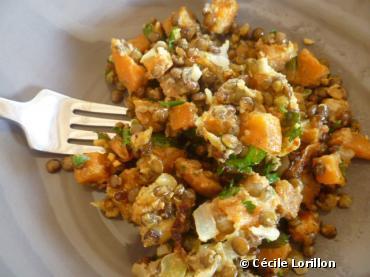 recette bio : Fricassée de patate douce et lentilles vertes