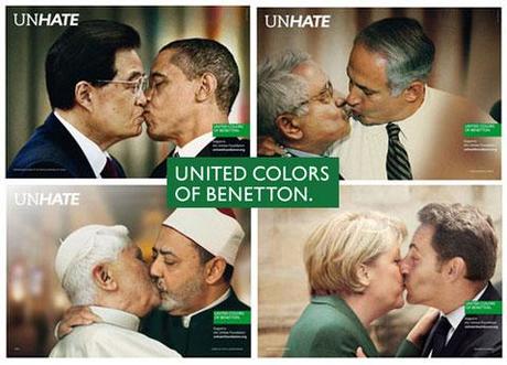 Benetton, la nouvelle campagne de publicité choc Nicolas Sarkozy embrasse Angela Merkel