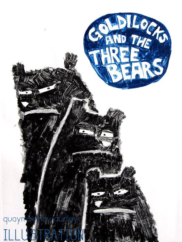 Monotype Print: 'Goldilocks and the three bears' book cover