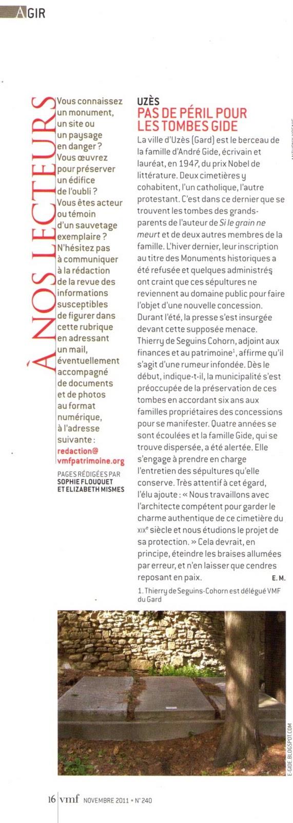 Tombes Gide à Uzès : enfin des engagements