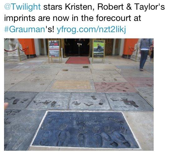 Les empreintes de Kristen, Robert et Taylor sont en place!