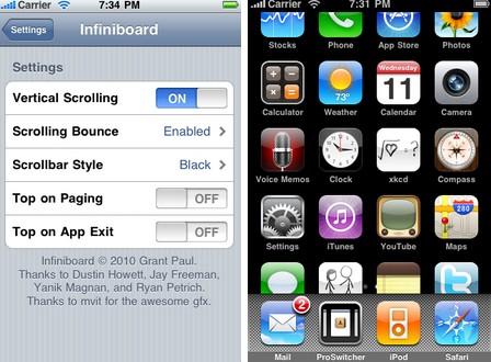 Les Tweaks Infiniboard et Infinifolder désormais compatible iOS 5