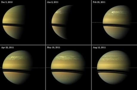 La tempête de Saturne au fil des mois
