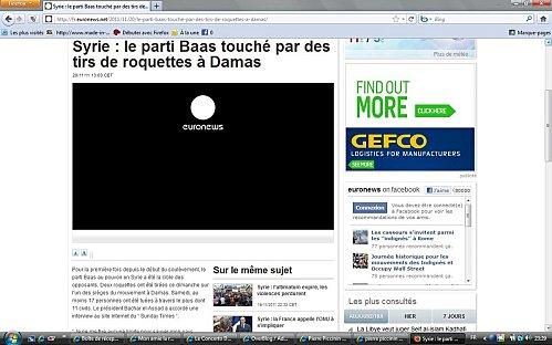 Euronews roquettes part baath