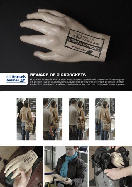 pickpocket_SN_brussels_airlines_sensibilisation_prevention_guerilla_marketing