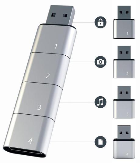 Amoeba Modular USB : une clé USB en 4 parties pour facilité les échanges de données
