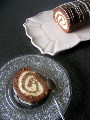 Gâteau roulé (ou bûche) au chocolat, Crème légère saveur pain d'épices