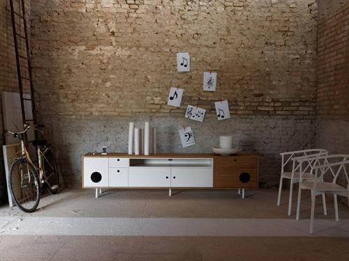 Caixa, le meuble ''enceinte'' et dock pour iPhone, iPod, iPad...