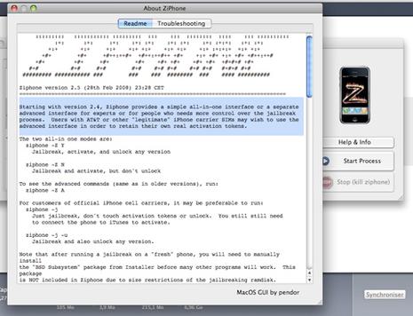 Le fichier readme de Ziphone