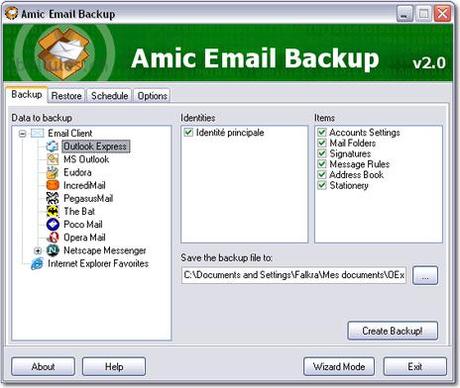 Amic email backup