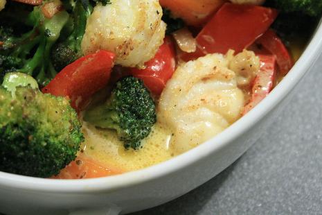Lotte & légumes au wok - Sabayon au curry