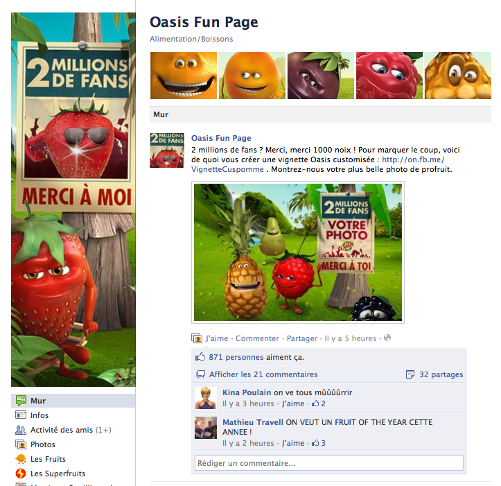 Page facebook Oasis Fun Page