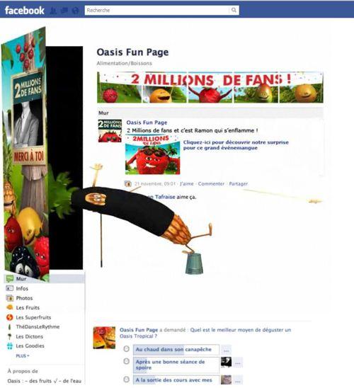 Application Facebook Oasis 2 millions de fans