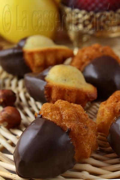 Mini madeleines noisette, citron et chocolat