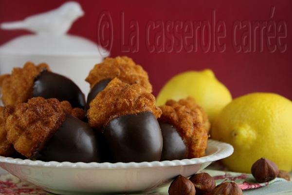Mini madeleines noisette, citron et chocolat