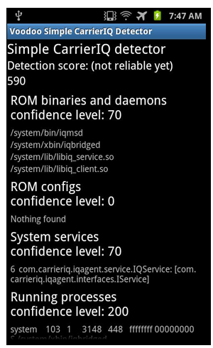 Voodoo Carrier IQ Detector : Vérifier si votre mobile Android contient Carrier IQ