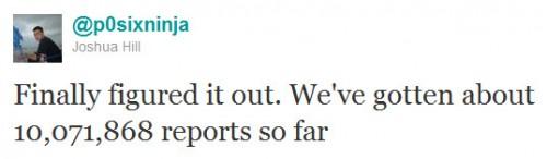 + de  10 millions de rapports de plantage reçus par la Chronic Dev team