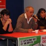 Stéphanie Rio, Philippe Poutou et Christine Poupin à la tribune du meeting
