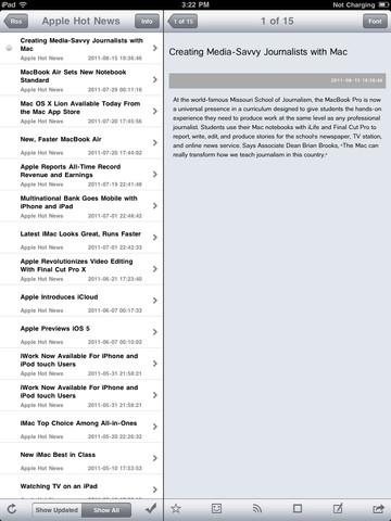 La + grosse baisse de la journée: Power RSS News Reader with Google Reader Sync passe de 7,99€ à 0,79€