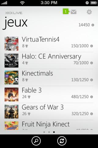 Appli officielle « XBox live » disponible sur iPhone/iPad
