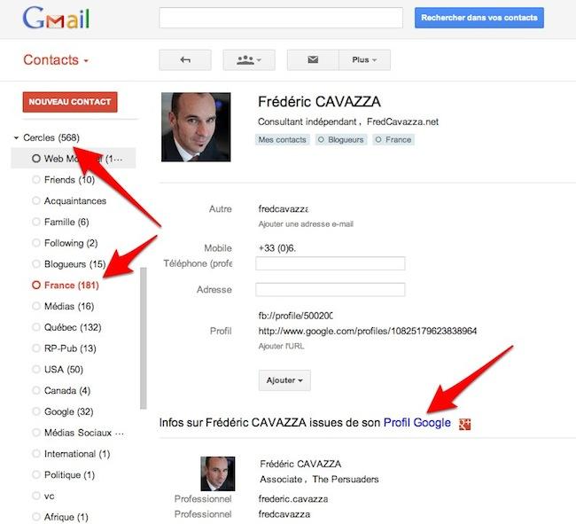 google contacts goole plus Les profils de Google+ intégrés à l’application Contacts de Gmail