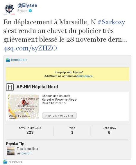 Policier décédé, Foursquare : morbide indécence de Sarkozy