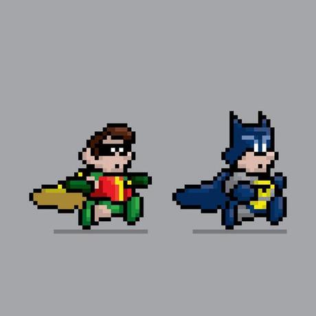 batman et robin Nos Super héros en pixel art