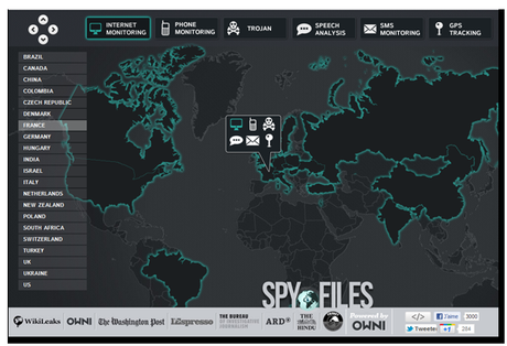The Spyfiles Map : Carte du monde des sociétés qui nous espionnent selon Wikileaks