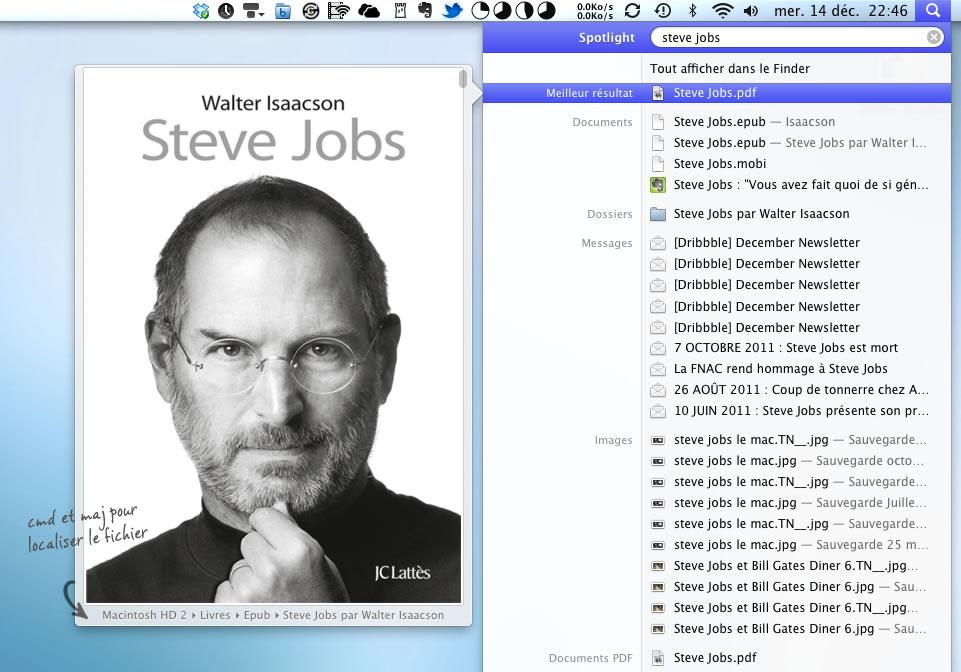 Aperçu spotlight visuel mac