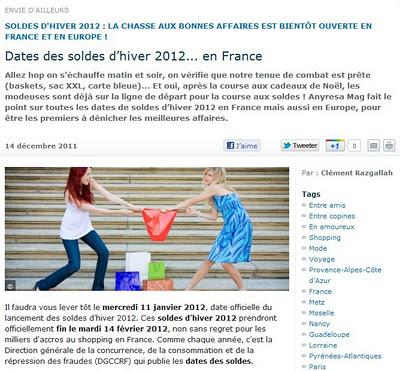 Dates des soldes d’hiver 2012 !