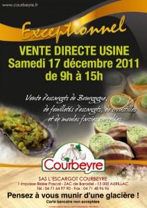 Vente d’usine pour les escargots Courbeyre à Aurillac, ce samedi 17 décembre 2011
