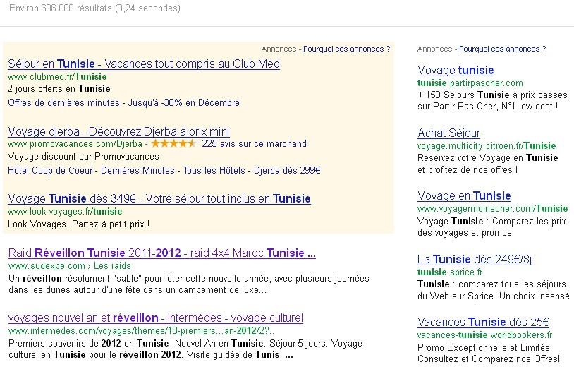 requete reveillon tunisie sur google