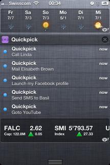 Quickpick, créer des raccourcis sur le centre de notifications de votre iPhone/iPad (sans jailbreak)...