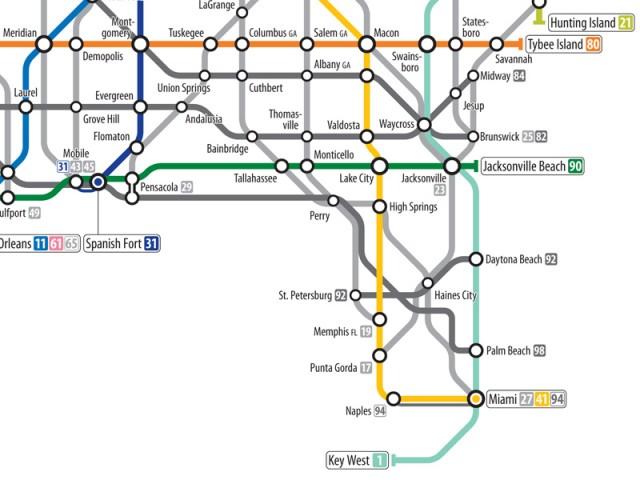 US Highway System Subway Map by Cameron Booth
