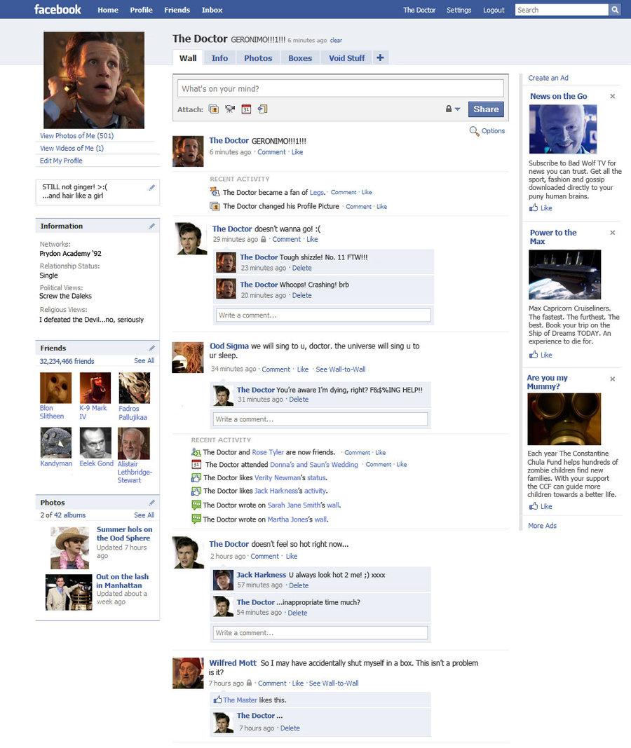 doctor who profil facebook gnd geek Si doctor who avait un profil facebook... doctorwho geek gnd geekndev