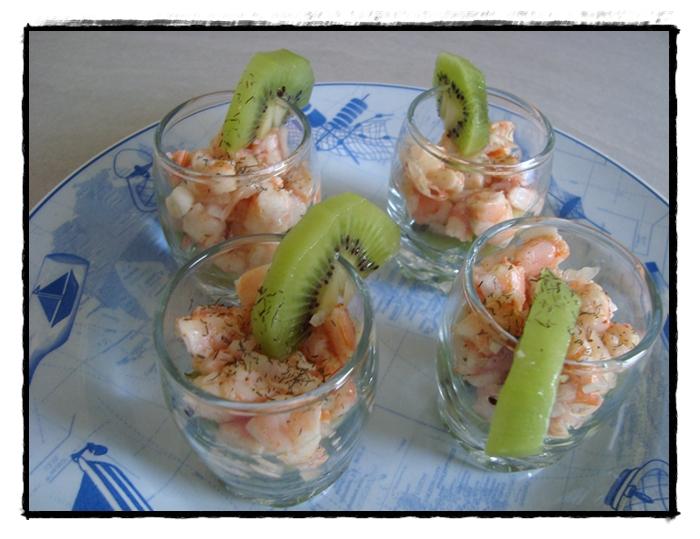 Verrines de crevettes aux kiwis n°2