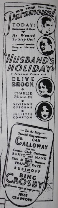 25 décembre 1931 : Cab Calloway ET Bing Crosby au Paramount de New York