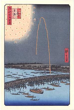 Feu d'artifice au pont Ryogoku Hiroshige