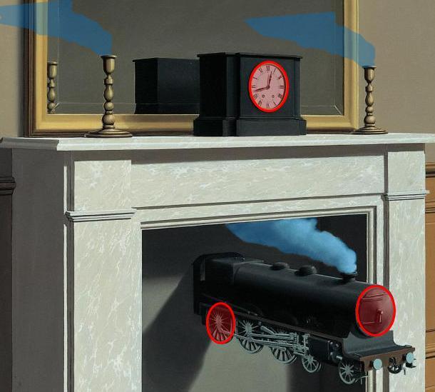 Magritte La durée poignardée, 1938 Horloge
