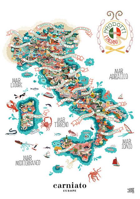 La carte des spécialités gastronomiques italiennes