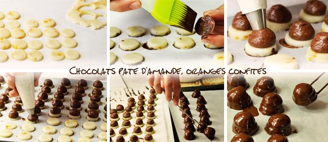 Chocolats noirs à la pâte d’amande et à l’orange