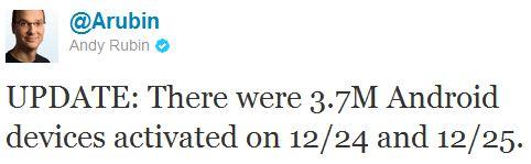 andy twitter 3,7 millions pour Android à Noël