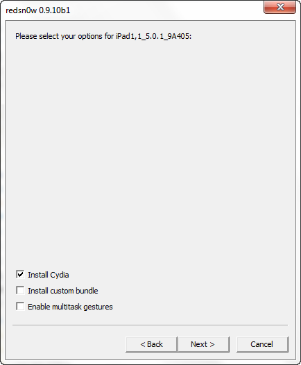 Jailbreak 3 Jailbreak iOS 5.0.1 untethered avec Redsn0w 0.9.10b